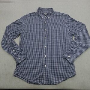 J Crew Shirt Mens Medium Blue White Gingham Check Button Down Long Sleeve Cotton